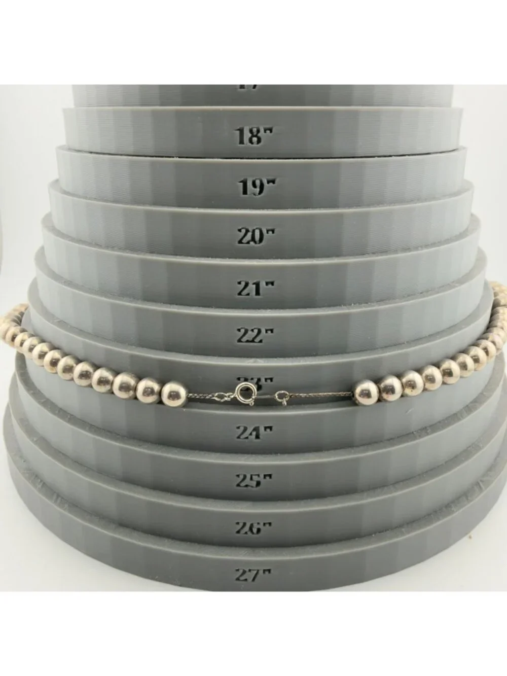 Vintage Silver Tone Ball Beaded Tapered Necklace Bracelet Set Graduated